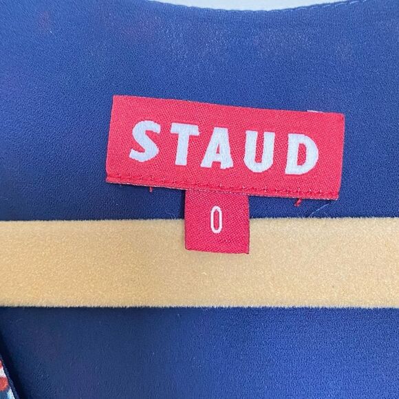 Staud Milla Floral Mini Dress Short Puff Sleeve V Neck Size 0 - Picture 10 of 12